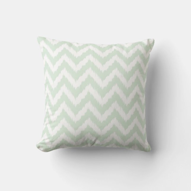 Modern Mint Chevron Ikat Pattern Kussen (Voorkant)