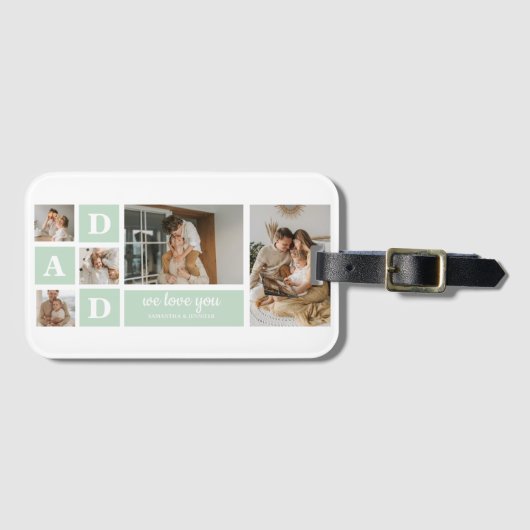 Modern Mint Collage Foto Pap Beste Gift Bagagelabel (Voorkant (horizontaal))