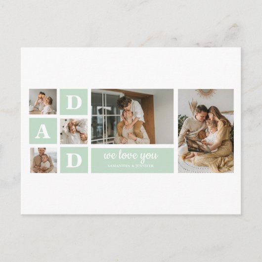 Modern Mint Collage Foto Pap Beste Gift Briefkaart (Voorkant)