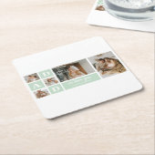 Modern Mint Collage Foto Pap Beste Gift Kartonnen Onderzetters (Schuin)