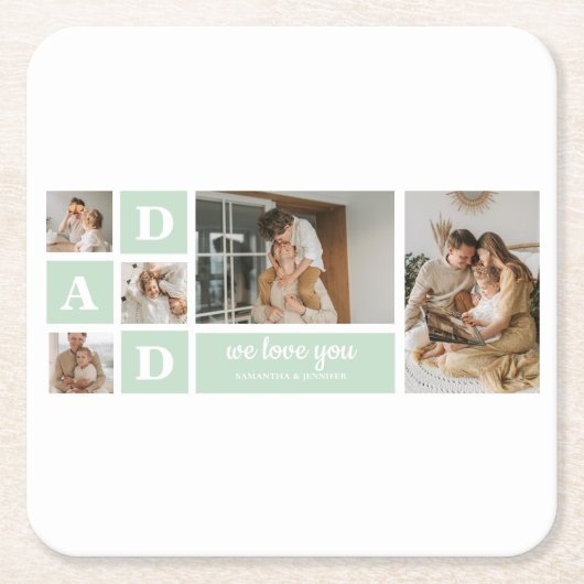 Modern Mint Collage Foto Pap Beste Gift Kartonnen Onderzetters (Voorkant)