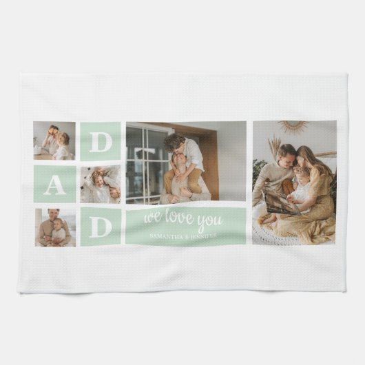 Modern Mint Collage Foto Pap Beste Gift Theedoek (Horizontaal)