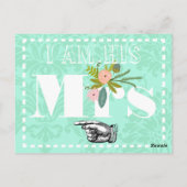 Modern Mint Damask Wedding Briefkaart (Achterkant)