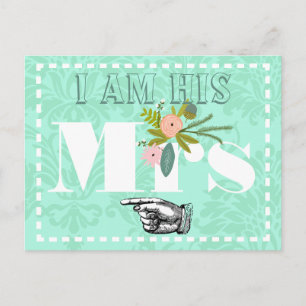 Modern Mint Damask Wedding Briefkaart