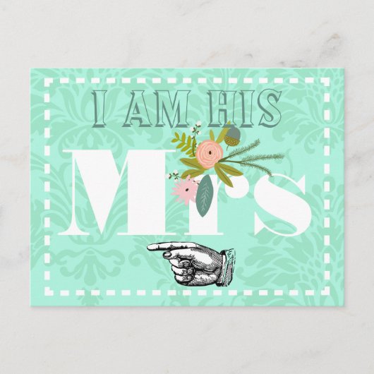 Modern Mint Damask Wedding Briefkaart (Voorkant)