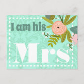 Modern Mint Damask Wedding Invite Aankondigingskaart (Achterkant)
