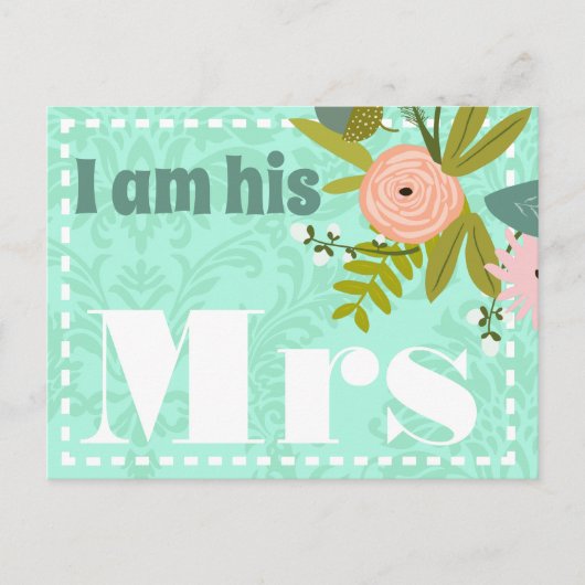 Modern Mint Damask Wedding Invite Aankondigingskaart (Voorkant)
