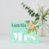 Modern Mint Damask Wedding Invite Aankondigingskaart (Staand voorkant)
