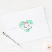 Modern Mint Damask Wedding Invite Hart Sticker (Envelop)