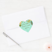 Modern Mint Damask Wedding Invite Hart Sticker (Envelop)