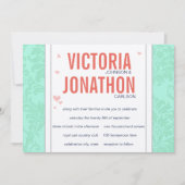 Modern Mint Damask Wedding Invite Kaart (Voorkant)