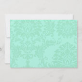 Modern Mint Damask Wedding Invite Kaart (Achterkant)