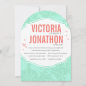 Modern Mint Damask Wedding Invite Kaart (Voorkant)