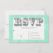 Modern Mint Damask Wedding Invite Kaart (Voorkant)
