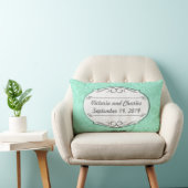 Modern Mint Damask Wedding Invite Kussen (Stoel)