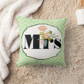 Modern Mint Damask Wedding Invite Kussen (Deken)