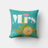 Modern Mint Damask Wedding Invite Kussen (Voorkant)