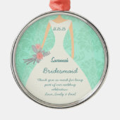 Modern Mint Damask Wedding Invite Metalen Ornament (Voorkant)