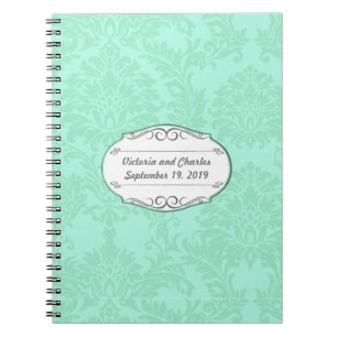 Modern Mint Damask Wedding Invite Notitieboek