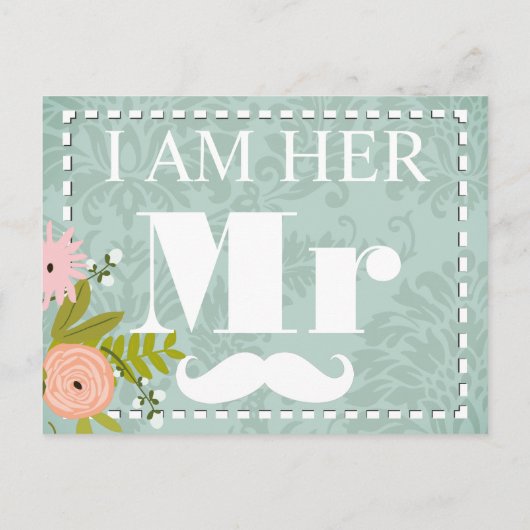 Modern Mint Damask Wedding Invite Uitnodiging Briefkaart (Achterkant)