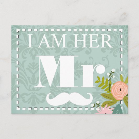 Modern Mint Damask Wedding Invite Uitnodiging Briefkaart (Voorkant)