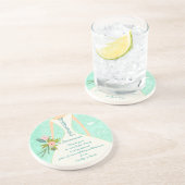 Modern Mint Damask Wedding Invite Zandsteen Onderzetter (Zijkant)