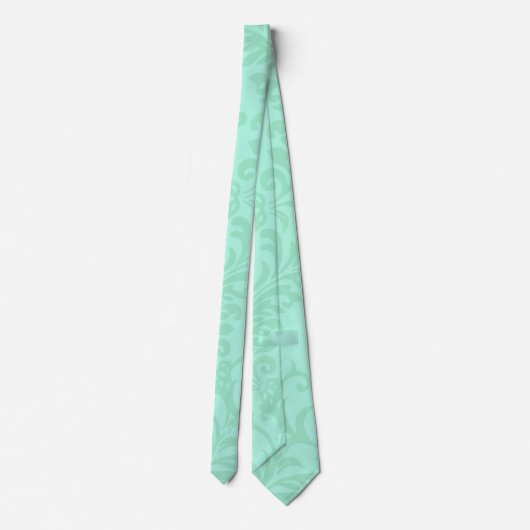 Modern Mint Damask Wedding Party Stropdas (Achterkant)