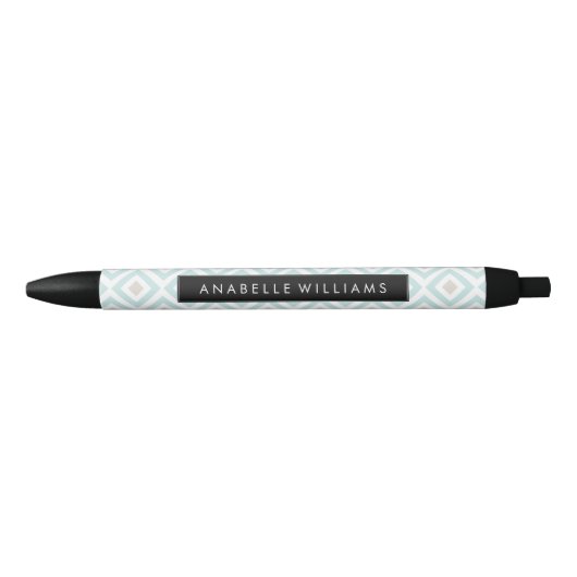 Modern Mint en Beige Geometrische Patroon Zwarte Inkt Pen (Voorkant)
