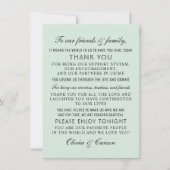 Modern Mint en Black Script Wedding Guest Bedankkaart (Voorkant)