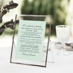 Modern Mint en Black Script Wedding Guest Bedankkaart
