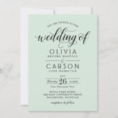Modern Mint en Black Script Wedding Kaart (Voorkant)