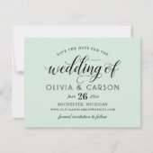 Modern Mint en Black Script Wedding Save The Date (Voorkant)
