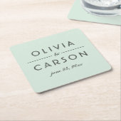Modern Mint en Black Wedding Monogram Kartonnen Onderzetters (Schuin)