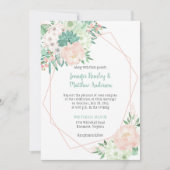 Modern Mint en Blush Waterverf Flowers Wedding | Kaart (Voorkant)