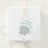 Modern Mint en Gray Elephant Baby shower Bedankjes Labels (In situ)