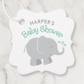 Modern Mint en Gray Elephant Baby shower Bedankjes Labels (Voorkant)
