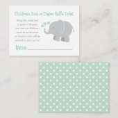 Modern Mint en Gray Elephant Baby shower Informatiekaartje (Voorkant / Achterkant)