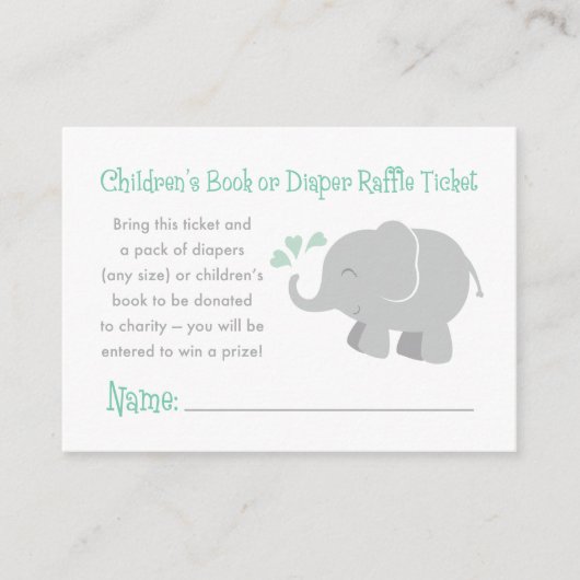 Modern Mint en Gray Elephant Baby shower Informatiekaartje (Voorkant)