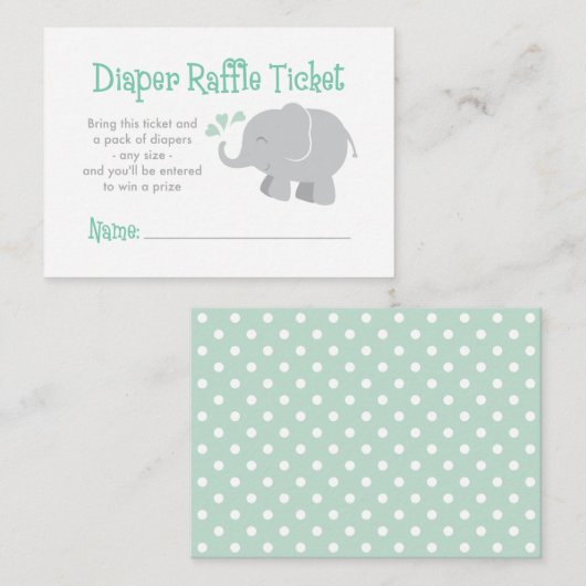 Modern Mint en Gray Elephant Baby shower Informatiekaartje (Voorkant / Achterkant)