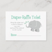 Modern Mint en Gray Elephant Baby shower Informatiekaartje (Voorkant)