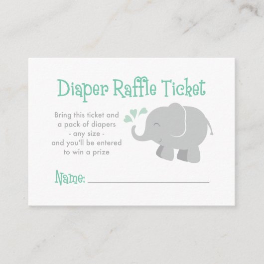 Modern Mint en Gray Elephant Baby shower Informatiekaartje (Voorkant)