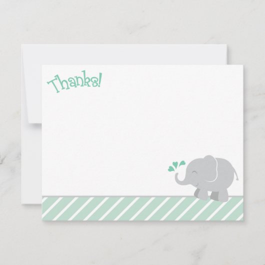 Modern Mint en Gray Elephant Baby shower Notitiekaartje (Voorkant)
