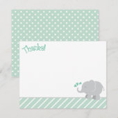 Modern Mint en Gray Elephant Baby shower Notitiekaartje (Voorkant / Achterkant)