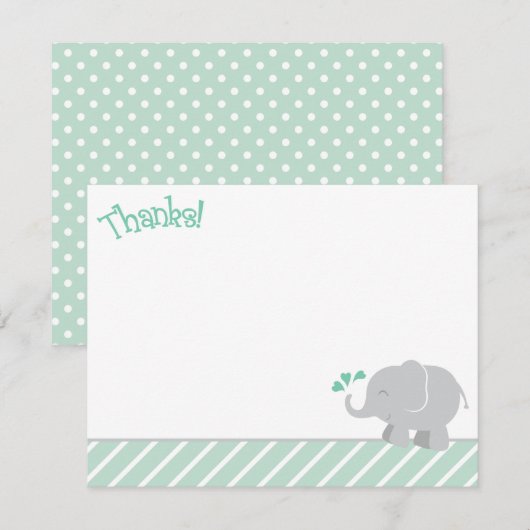 Modern Mint en Gray Elephant Baby shower Notitiekaartje (Voorkant / Achterkant)
