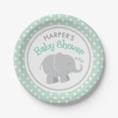 Modern Mint en Gray Elephant Baby shower Papieren Bordje (Voorkant)