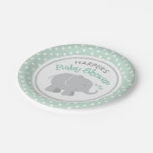 Modern Mint en Gray Elephant Baby shower Papieren Bordje (Gekanteld)