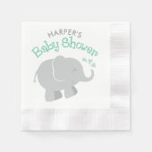 Modern Mint en Gray Elephant Baby shower Servetten (Voorkant)