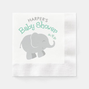 Modern Mint en Gray Elephant Baby shower Servetten