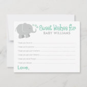 Modern Mint en Grijze Elephant Baby shower Wishes (Voorkant)