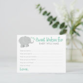 Modern Mint en Grijze Elephant Baby shower Wishes (Staand voorkant)